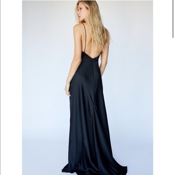 Fame and Partners x Free People The Rosabel High Leg Slit Maxi Dress Gown Black - Picture 4 of 11